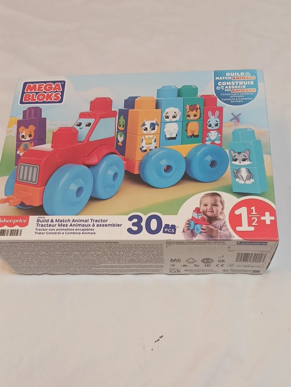 Mega Bloks Build & Match Animal Tractor Toy - Red and Blue